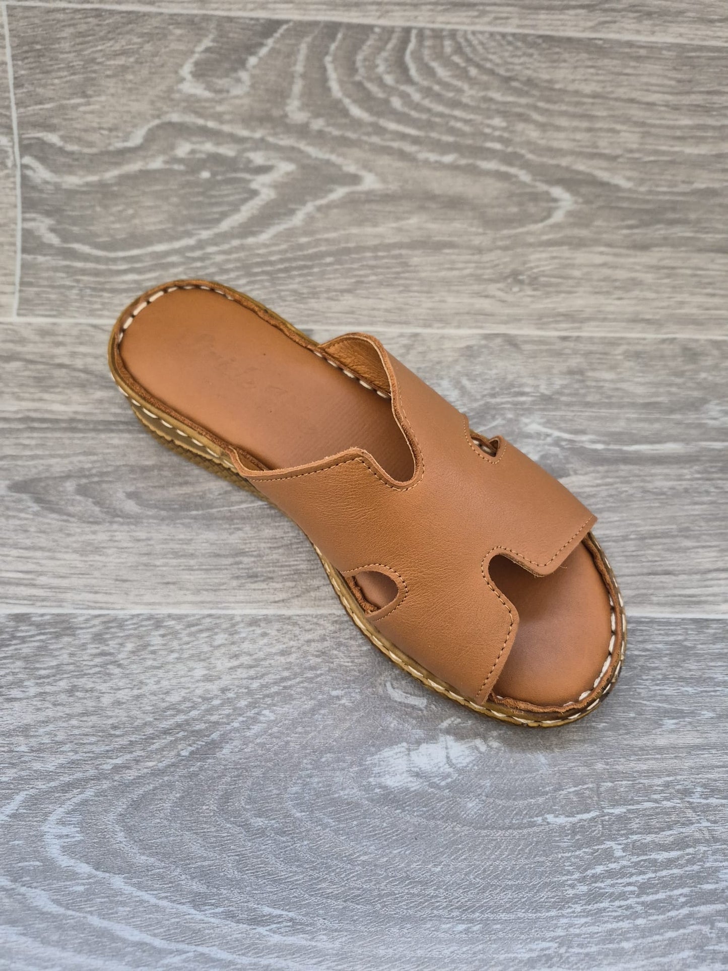 Taba (Hermes Model) Ortopedik Tabanlı kadın Deri Terlik