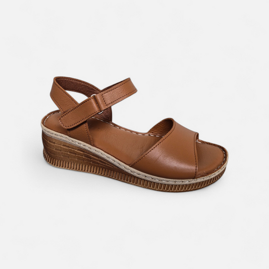 Taba (Düz Model) Ortopedik Tabanlı Deri Sandalet