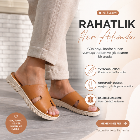 Taba ortopedik taban (Hermes Model) kadın terlik