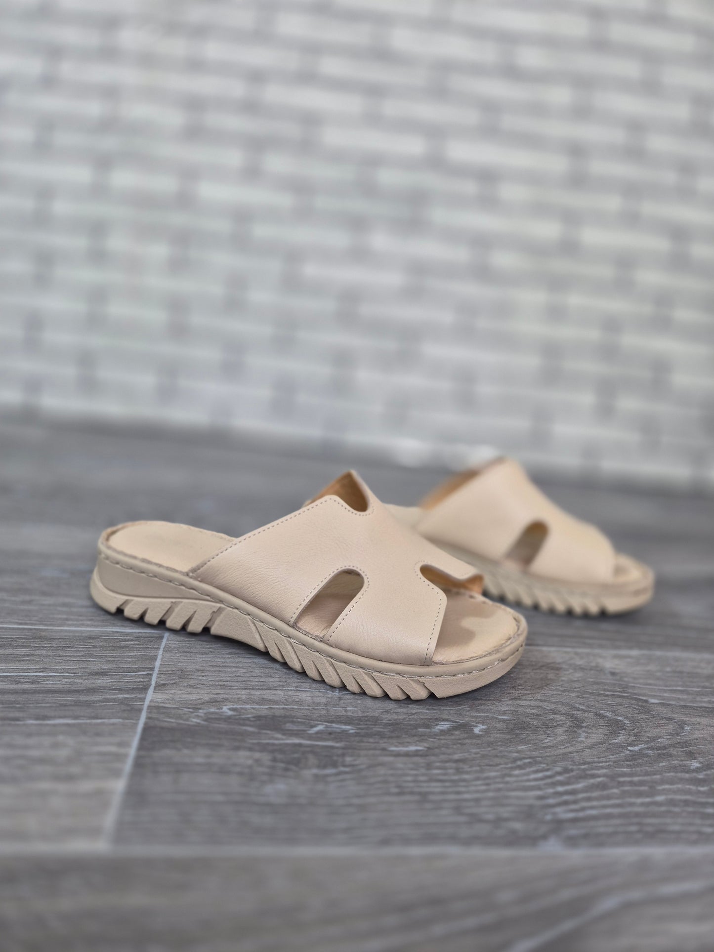 Krem ortopedik taban (hermes model) kadın terlik